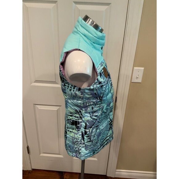 Obermeyer Light Green & Gray Leaf Pattern Button-Up Vest, Size XS - Picture 3 of 6